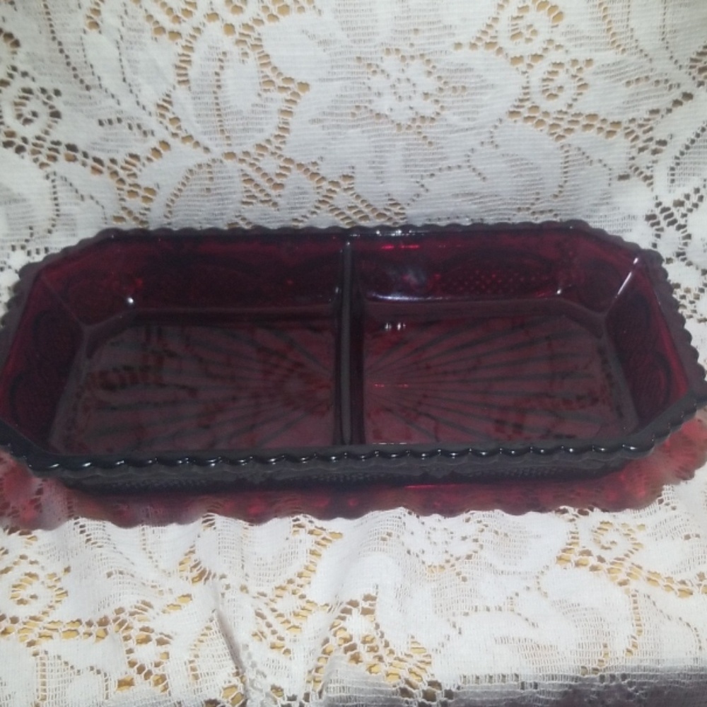 Avon Cape Cod Ruby 2-Part Relish Dish